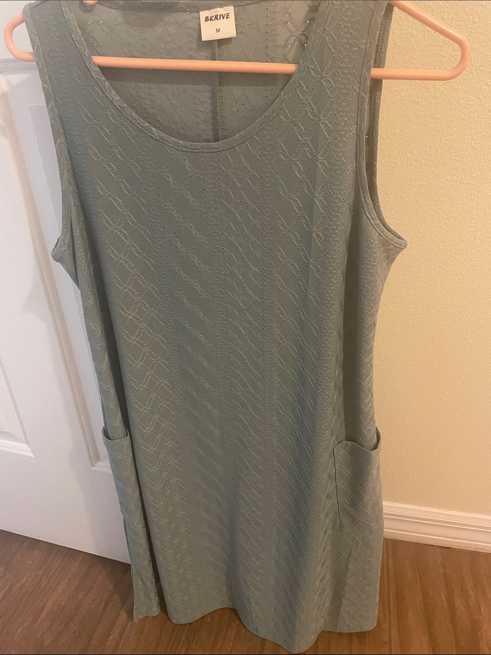 B. Rive Sleeveless Pocket Shift Dress in Sage Green